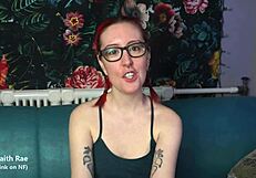 goth emo redhead glasses piercing tattooed femdom cuckold jerk instructions