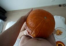 Stepsister Shocked As Halloween Pumpkin Game Turns Into Bent Over Doggystyle Creampie Fuck