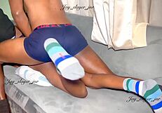 AFRICAN PETITE STAR RIDES COWGIRL hard then beaver licked to screaming creampie