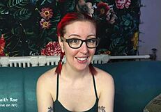 goth emo redhead glasses piercing tattooed femdom cuckold jerk instructions