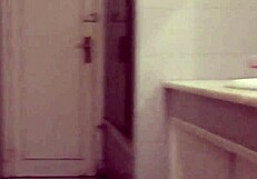 guy sneaks bathroom solo stroke session caught mid masturbation