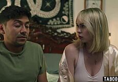 Crazy stepmom licks teen student Lilly Bell's squirting pussy before monster cock fucks