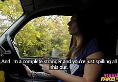 Bloke Finger Blasts British Brunette Milf Over Thong in Fake Taxi Outdoor Cumshot!