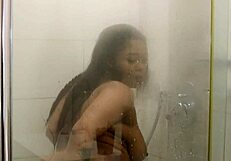 bbw ebony milf squirts wildly in steamy shower