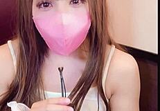 japanese ladyboy crossdresses then masturbates after prank phone call