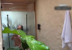 sexy colombian babe teases her wet body in shower