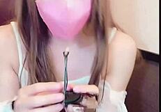 japanese ladyboy crossdresses then masturbates after prank phone call