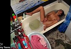 omg my cute barely legal stepsis fingers her tight little pussy on hidden cam, petite orgasm so hot...