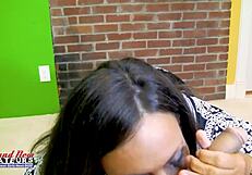 horny mature bbw kayla deepthroats juicy shaved cock for creamy facial cumshot