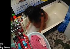 omg my cute barely legal stepsis fingers her tight little pussy on hidden cam, petite orgasm so hot...