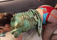 French slut in satin stockings heels licks asshole sucks dick rides rough