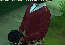 Ebony Teen Throat Fucked Hard by Big Black Cock in Pouring Rain Outside