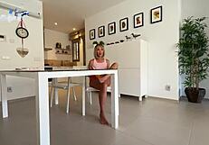 Blonde slut orgasms from blowjob with anal plug riding muscular cock