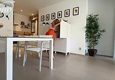 Blonde slut orgasms from blowjob with anal plug riding muscular cock