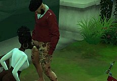 Ebony Teen Throat Fucked Hard by Big Black Cock in Pouring Rain Outside