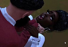 Ebony Teen Throat Fucked Hard by Big Black Cock in Pouring Rain Outside