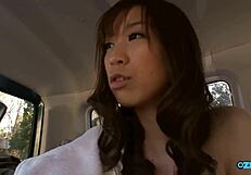 Asian cutie flashes bikini during teasing interview