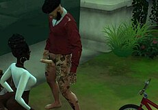 Ebony Teen Throat Fucked Hard by Big Black Cock in Pouring Rain Outside