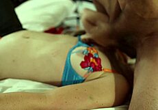 french amateur in leather pants satin lingerie red panties delivers ass to mouth rimjob anal closeups