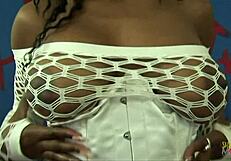 Ebony milf chases porn director job riding monster cock in office