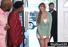 Wow big titted redhead wife slams two huge bbc's hubby cheers wildly!