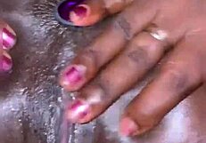 her anal plug slips in and pussy squirts effortlessly