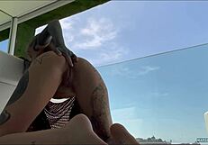 tanned brunette teen slut fingers juicy pussy asshole outdoors till orgasm