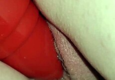 i love watching this lollipop milf ride massive dildos in doggy and reverse cowgirl, stretching her hairy pussy