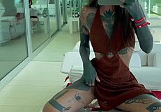 tanned brunette teen slut fingers juicy pussy asshole outdoors till orgasm