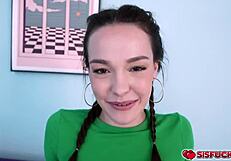 damn, juan loco can't stop checking out stepsis rissa may's huge natural titties, jerking his monster cock pov