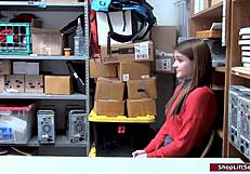 officer pounds tiny titted 19yo babe's shaved pussy at work