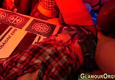 glamour skanks take turns riding hard rods at wild outdoor party