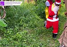 hey santa brought big cock gifts to this ebony bent over cowgirl creampie babe