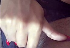 ebony babe fingers fat pierced pussy lips clit to intense orgasm