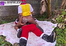 hey santa brought big cock gifts to this ebony bent over cowgirl creampie babe