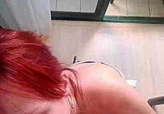 hey neighbor wanna fuck my redhead pussy on balcony?