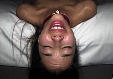 submissive petite filipina gags on big cocks in rough interracial threesome