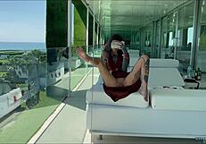 tanned brunette teen slut fingers juicy pussy asshole outdoors till orgasm