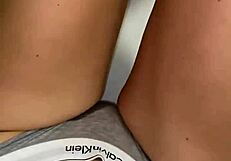 She soaks her gray ck panties pov style in wild pee flood!