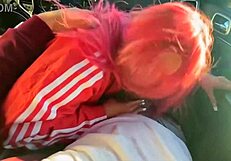 Asian slut slurps huge cock deepthroat in car then swallows massive cumshot