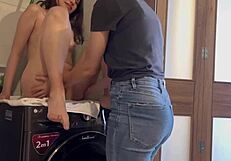 Hey, playing doctor with bro's wife on the washer!