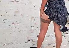 Flashing Tits and Ass on Mexican Beach Teases for More Outdoor Whore Action