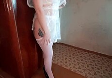 graduate student first sex bent over doggystyle with anal plug tight pussy