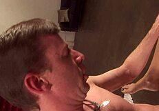 imagine her heels clicking while that milf brunette slurps cock hungrily