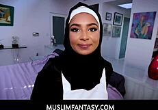 Petite hijab brunette teen ready to fuck new job?