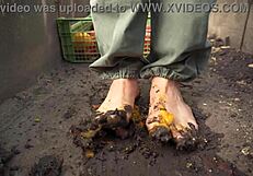 Squashing Juicy Tomatoes Barefoot in Country Dirt Ranch