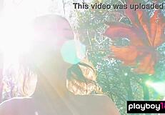 Acrobatic Brunette Alexandra Belle Strips Naked in Forest Flexing Her Flexible Body Outdoors