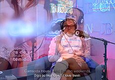 colombian cosplay slut Kaorianya squirts multiple orgasms riding sybian fuck machine on podcast