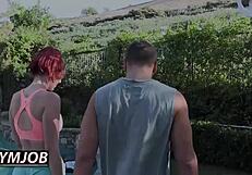 lauren phillips big tits redhead gets ass rimmed deep during rough massage pov