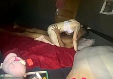 She slams down hard on that thick cock burying deep in her ass and pussy